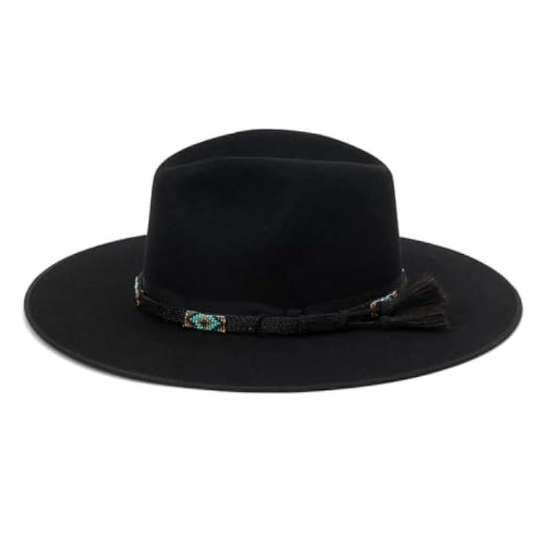 Stetson Women's Helix Flat Brim Wool Felt Black Western Hat (XWHELX-133607) Black Hats & Caps Stetson