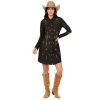 Stetson Women's Denim Embroidered Long Sleeve Mini Shirt Dress Black Large US Stetson ‎womens Dresses