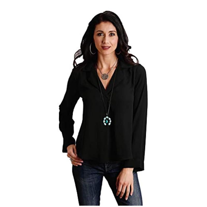 Stetson Stetson Western Shirt Womens L/S Crepe XL Black 11-050-0592-7037 BL ‎womens Tops, Tees & Blouses