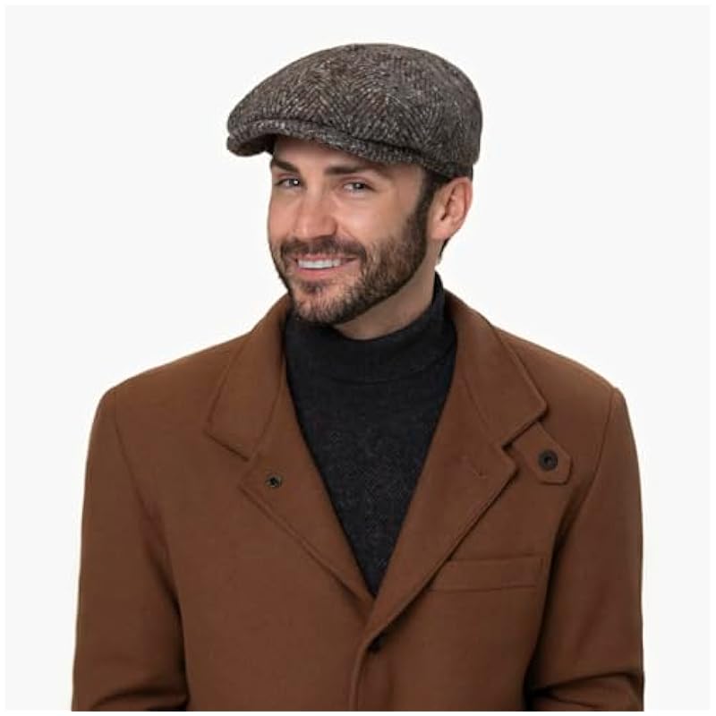 ‎mens Hats & Caps Stetson Stetson Hatteras Wool Colour Neps Flat Cap Men Blue-Green 6 7/8