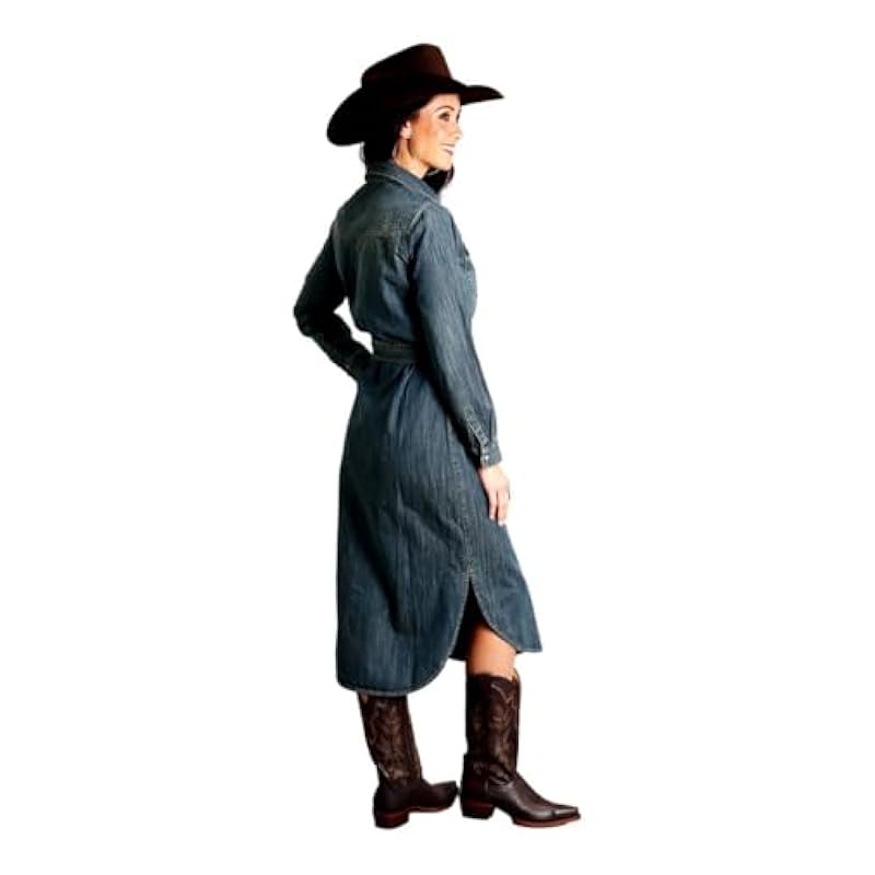 Stetson Stetson Western Dress Womens L/S Denim L Blue 11-057-0594-7064 BU ‎womens Dresses