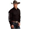 Shirts Stetson Stetson Men's Solid Logo Long Sleeve Western Shirt Black Medium