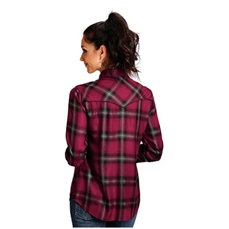 Stetson Western Shirt Womens L/S Plaid Snap L Wine 11-050-0565-6072 WI ‎womens Tops, Tees & Blouses Stetson