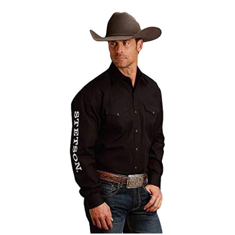 Stetson Shirts ‎mens Stetson Western Shirt Mens Wear L/S Snap 3XL Black 11-001-0489-1022 BL