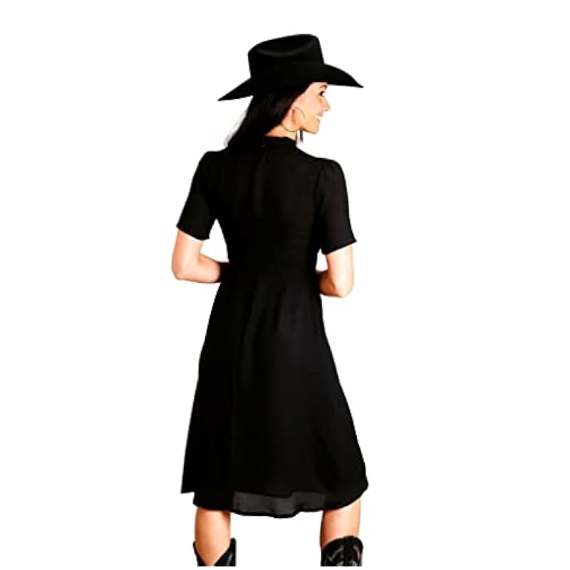 Stetson Western Dress Womens S/S Twill Zip 8 Black 11-057-0592-0104 BL ‎womens Dresses Stetson
