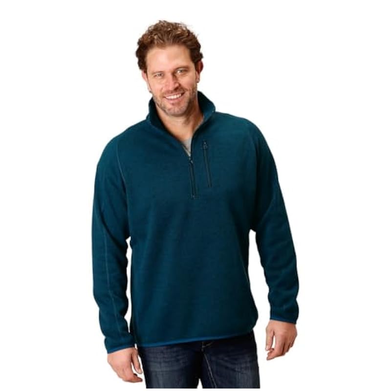 ‎mens Sweaters Stetson Stetson Western Sweater Mens Solid 1/4 Zip M Blue 11-014-0120-6073 BU