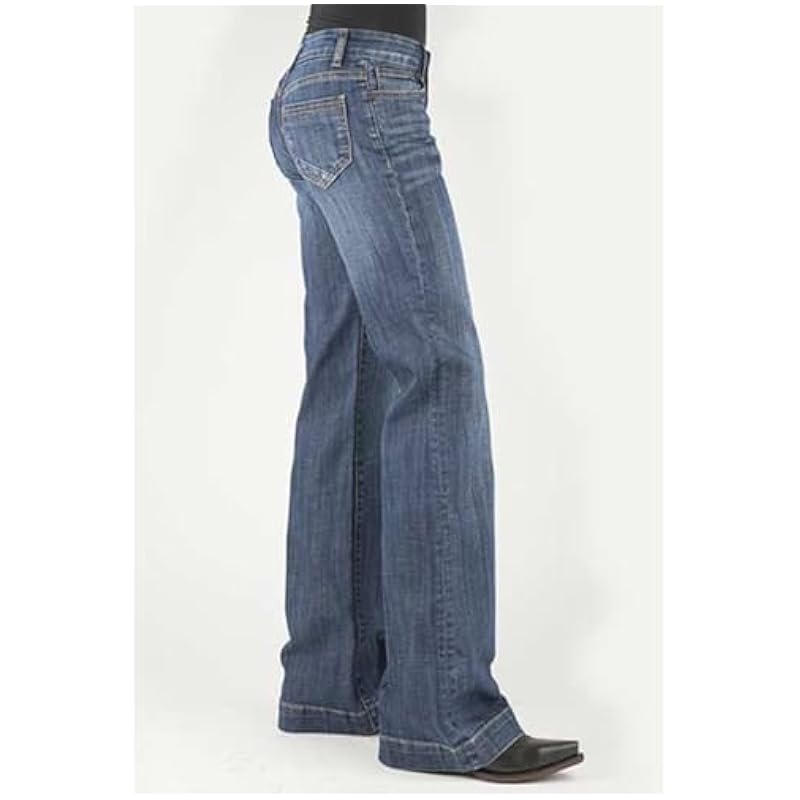 Stetson Jeans ‎womens Stetson Women's 214 Medium Wash Pieced Pocket Trouser Leg Jean Blue 2 34
