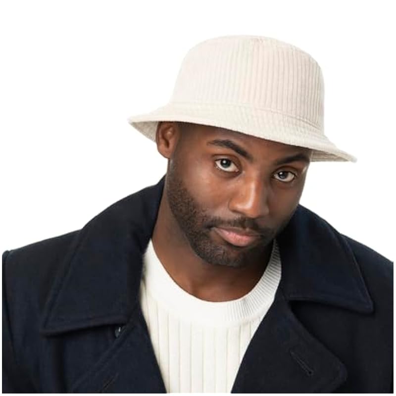 ‎womens Hats & Caps Stetson Stetson Jersey Corduroy Bucket Cloth Hat Women/Men - Made in The EU Cream White