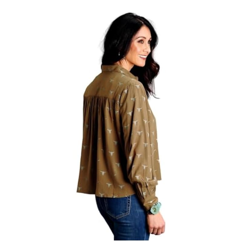 Stetson Western Shirt Womens Print L/S XS Brown 11-050-0590-7037 BR ‎womens Tops, Tees & Blouses Stetson