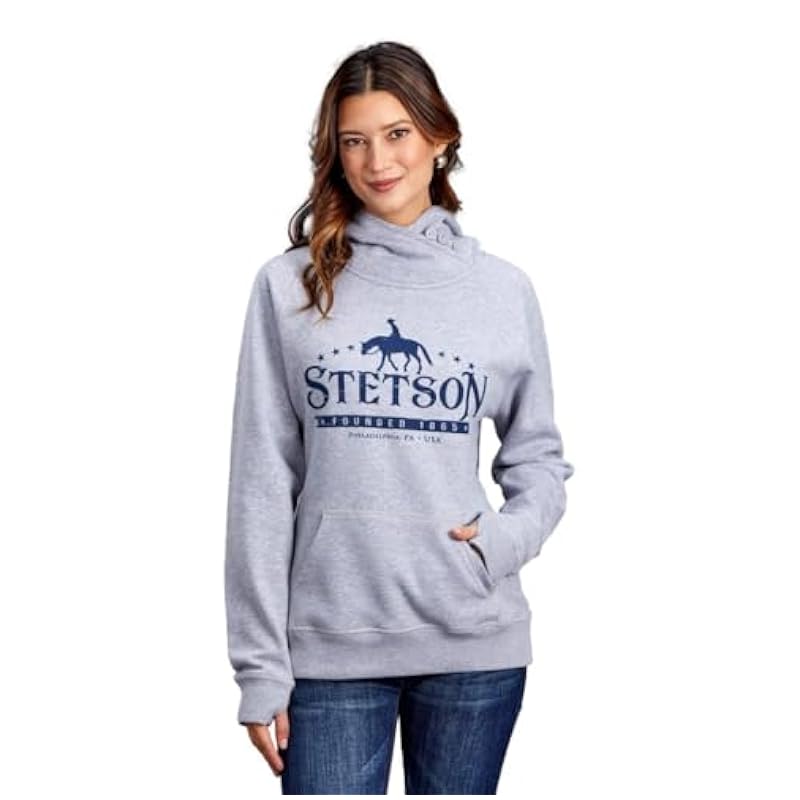 Stetson Stetson Western Sweatshirt Womens Stars XS Gray 11-098-0562-8009 GY ‎womens Fashion Hoodies & Sweatshirts
