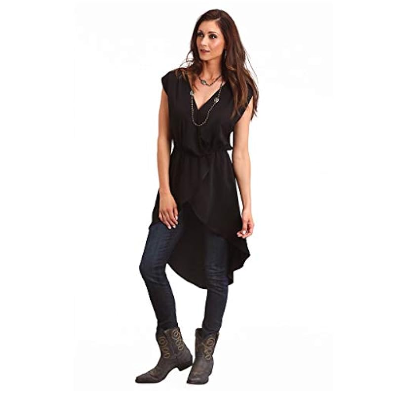 Stetson Tops, Tees & Blouses ‎womens Stetson 1580 Rayon Twill Low V-Neck Top Black XL