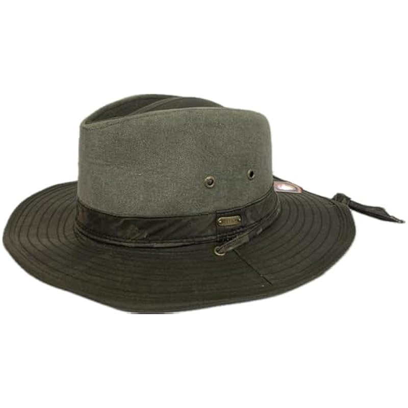 Stetson Grey Skyebar Tarp Cloth Outback Hat with Camo Band anad Shapeable 3 inch Brim STW318 Grey Stetson ‎unisex-ad Hats & Caps