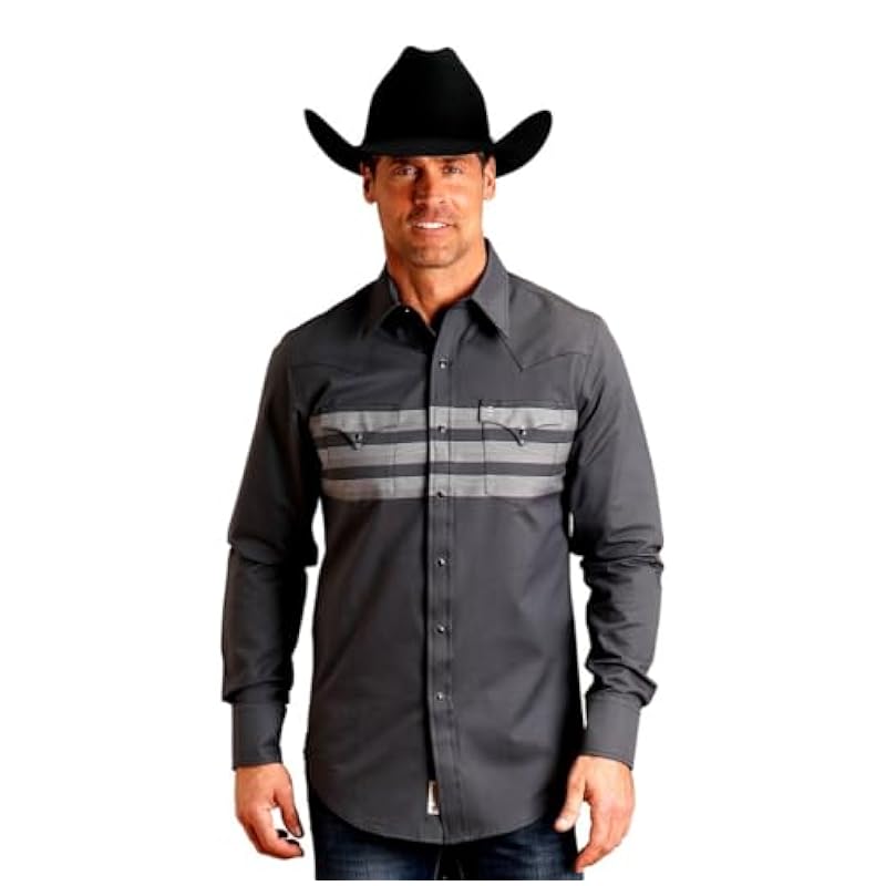 Stetson Western Shirt Mens Stripe L/S 2XL Black 11-001-0496-0184 BL ‎mens Shirts Stetson