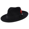Stetson Stetson Men's Gurnee Crushable Soft Wool Felt Fedora Hat | Can Be Packed in a Travel Bag | Grosgrain Ribbon Hatband Black ‎mens Hats & Caps