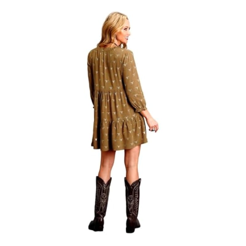 Stetson Brown Mojave Print Women's Flat Rayon Dress 11-057-0590-7036 BR Light Brow Stetson ‎womens Dresses