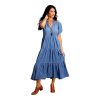 Stetson Western Dress Womens S/S Tiered Denim Blue 11-057-0565-0533 BU Blue ‎womens Dresses Stetson