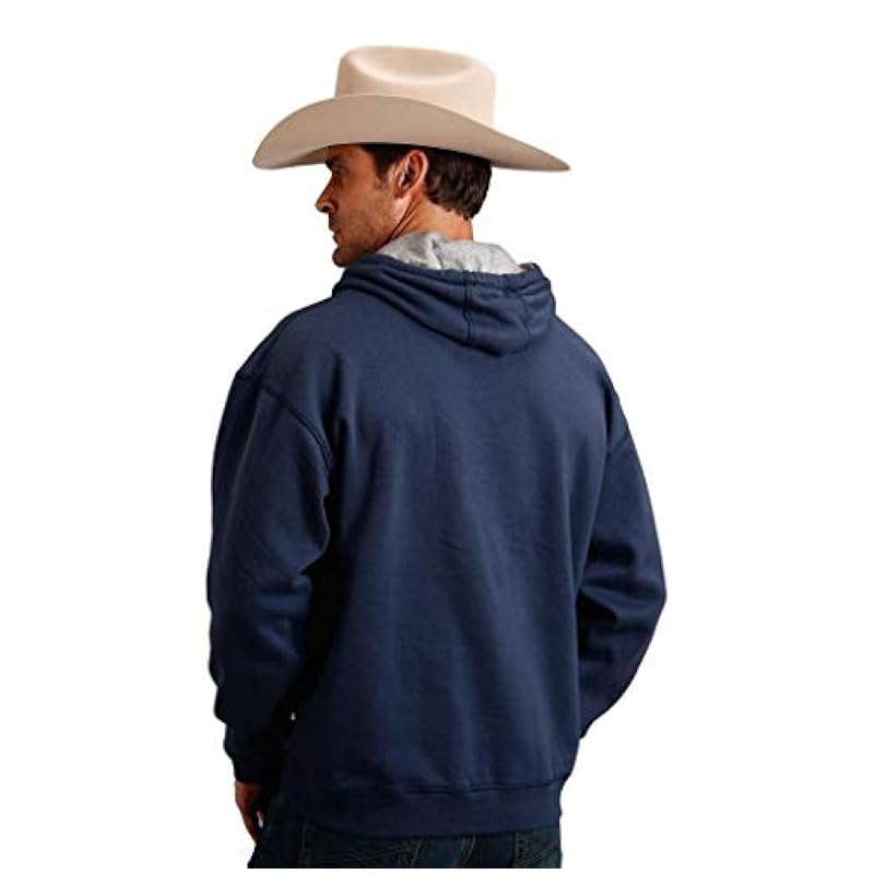 Stetson Fashion Hoodies & Sweatshirts ‎mens Stetson Mens Navy Blue Cotton Blend 1865 Ribbon Hoodie L