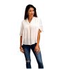 Stetson Western Shirt Womens S/S Flowy V L Cream 11-051-0592-0410 WH ‎womens Tops, Tees & Blouses Stetson