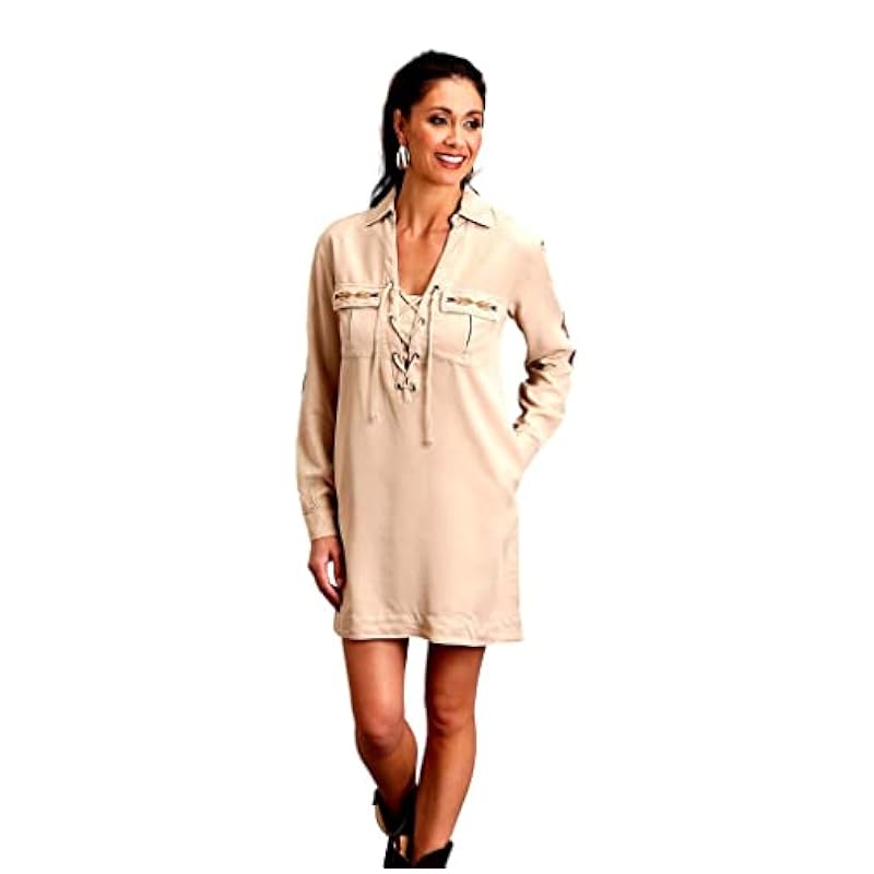 Stetson Brown/Khaki Long Sleeve Safari Style Shirt Dress 11-057-0565-2000 Khaki ‎womens Dresses Stetson