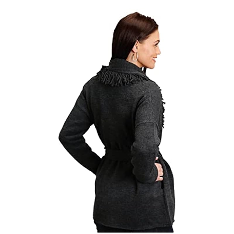 Stetson Western Sweater Womens Solid Belt M Gray 11-027-0539-7081 GY ‎womens Sweaters Stetson