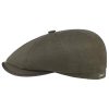 Stetson Stetson Hatteras Cotton Herringbone Flat Cap Men - Made in The EU Olive ‎mens Hats & Caps
