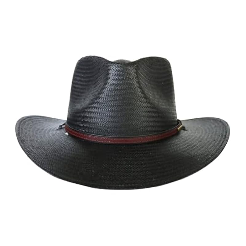 Stetson Hats & Caps ‎mens Stetson Black Belgrade Straw Western Hat with Chinstrap OSBLGD-3430 Black