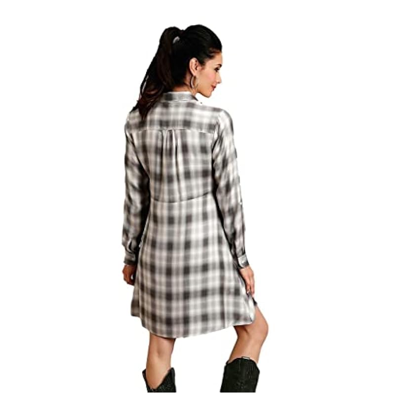 Stetson Western Dress Womens L/S Plaid M Gray 11-057-0565-7033 GY Stetson ‎womens Dresses