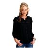 Stetson Stetson Western Shirt Womens L/S Ruffle M Black 11-050-0592-7053 BL Tops, Tees & Blouses