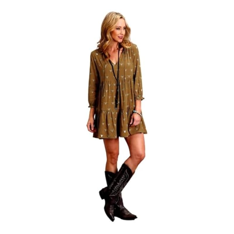 Stetson Brown Mojave Print Women's Flat Rayon Dress 11-057-0590-7036 BR Light Brow Stetson ‎womens Dresses