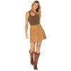 ‎womens Skirts Stetson Stetson Women's Lamb Suede Button Down Mini Skirt Tan Large