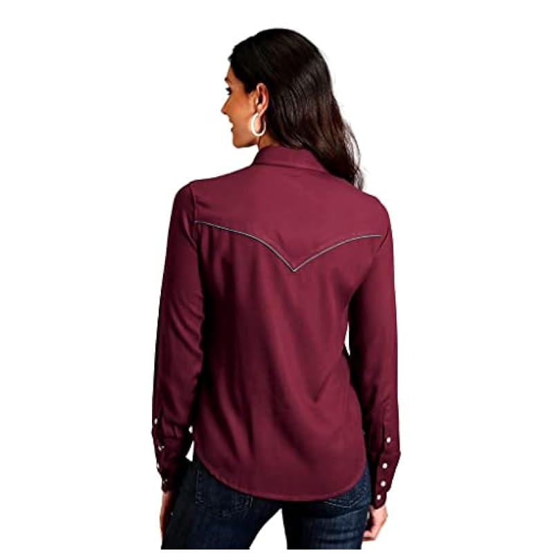 Stetson Tops, Tees & Blouses ‎womens Stetson Western Shirt Women L/S Snap Solid XS Wine 11-050-0592-6024 WI