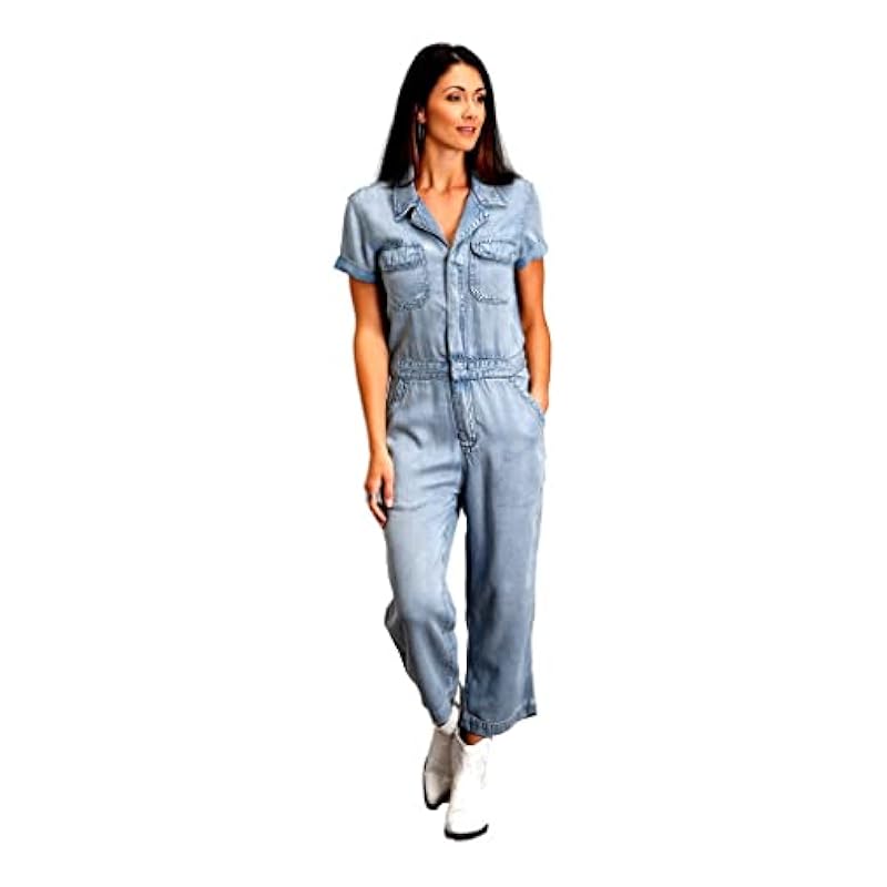 Stetson Women's Denim Short Sleeve Jumpsuit Blue X-Small Stetson ‎womens Jumpsuits, Rompers & Overalls