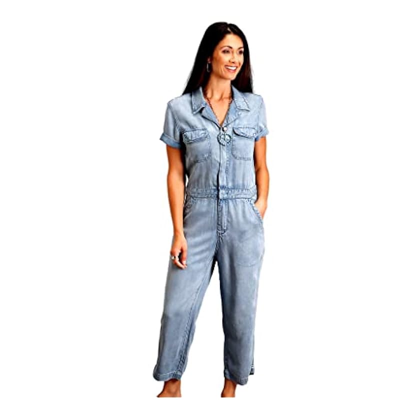 Stetson Women's Denim Short Sleeve Jumpsuit Blue X-Small Stetson ‎womens Jumpsuits, Rompers & Overalls