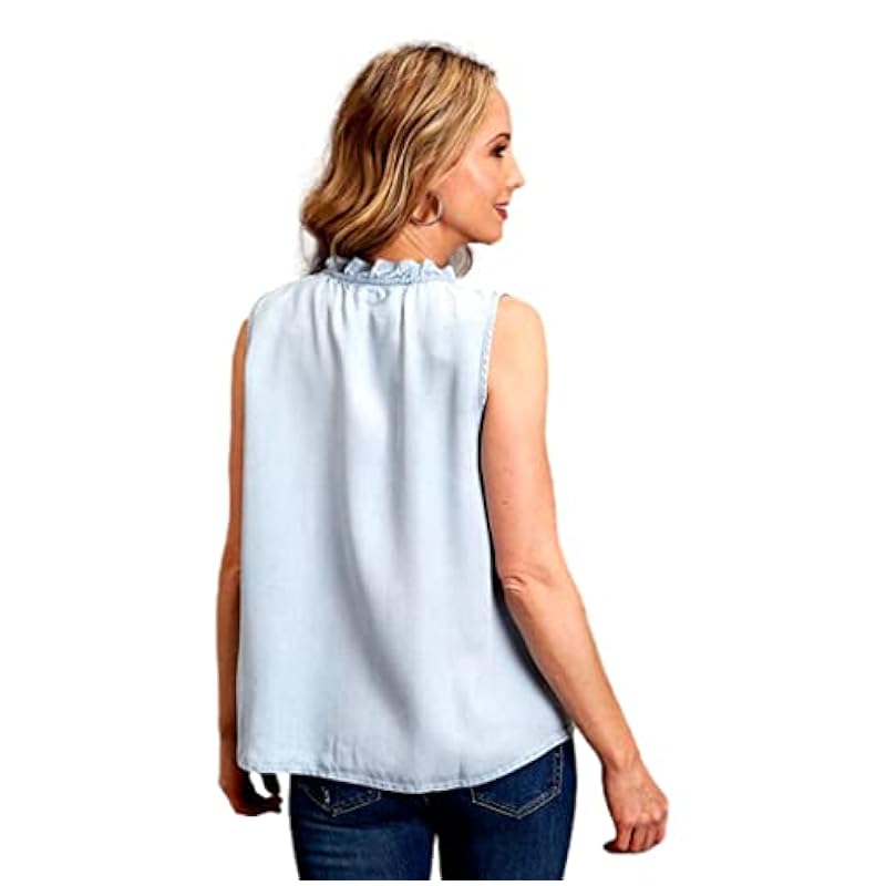 ‎womens Tops, Tees & Blouses Stetson Stetson Western Shirt Womens Cami Ruffle XS Blue 11-052-0565-2032 BU