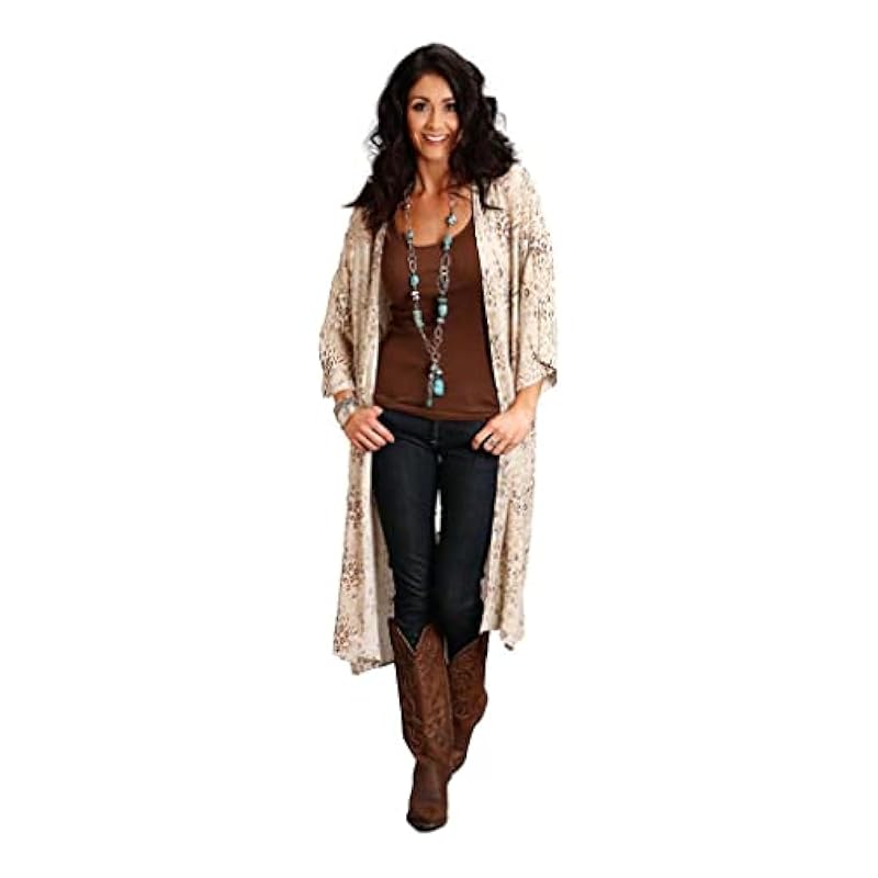 Stetson Stetson Women's Golden Southwestern Herringbone Open Cardigan Gold M L ‎womens Sweaters