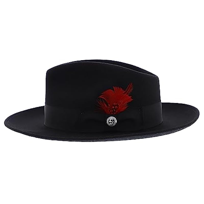 Stetson Stetson Men's Gurnee Crushable Soft Wool Felt Fedora Hat | Can Be Packed in a Travel Bag | Grosgrain Ribbon Hatband Black ‎mens Hats & Caps