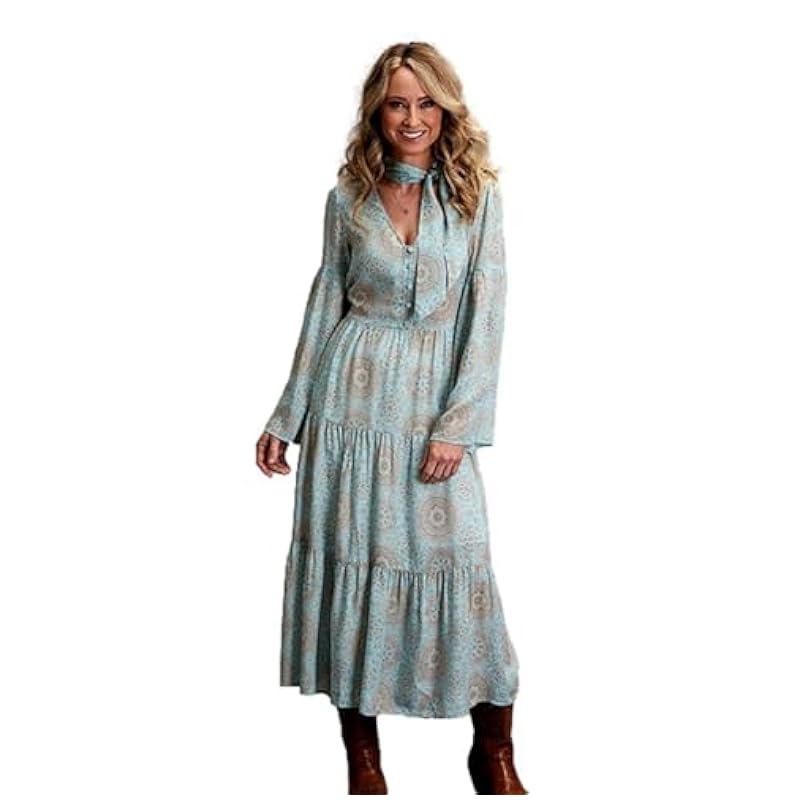 ‎womens Dresses Stetson Stetson Western Dress Women L/S Mandala Tie S Aqua 11-057-0590-2014 BU