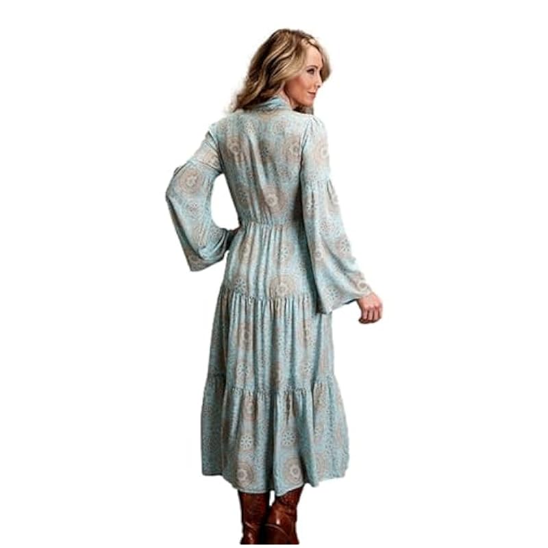Stetson Western Dress Women L/S Mandala Tie L Aqua 11-057-0590-2014 BU ‎womens Dresses Stetson