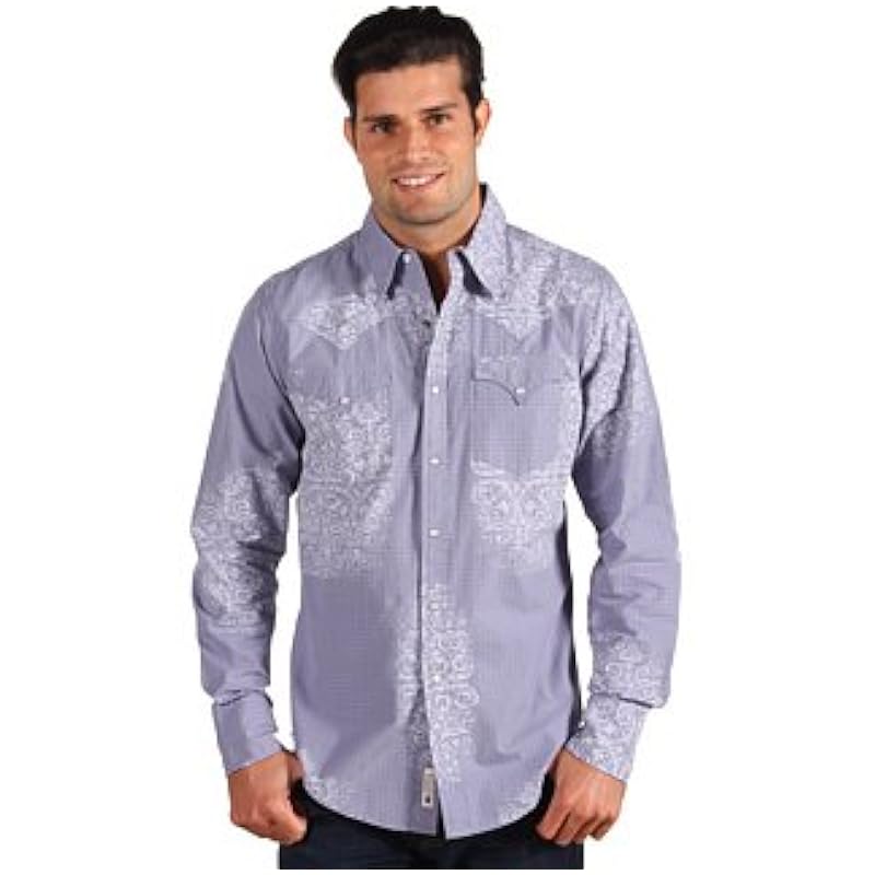Stetson Medallion Overprint On Check W GMT Menrsquos Collection- Original Rugged (s) 11-001-0020-0769BU Blue ‎mens Shirts Stetson