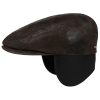 Stetson Stetson Kent Pigskin Flat Cap with Ear Flaps Men - Made in The EU Dark Brown ‎mens Hats & Caps