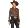 Stetson Women's Prairie Floral Print Long Sleeve Snap Western Shirt Brown Large Stetson ‎womens Tops, Tees & Blouses