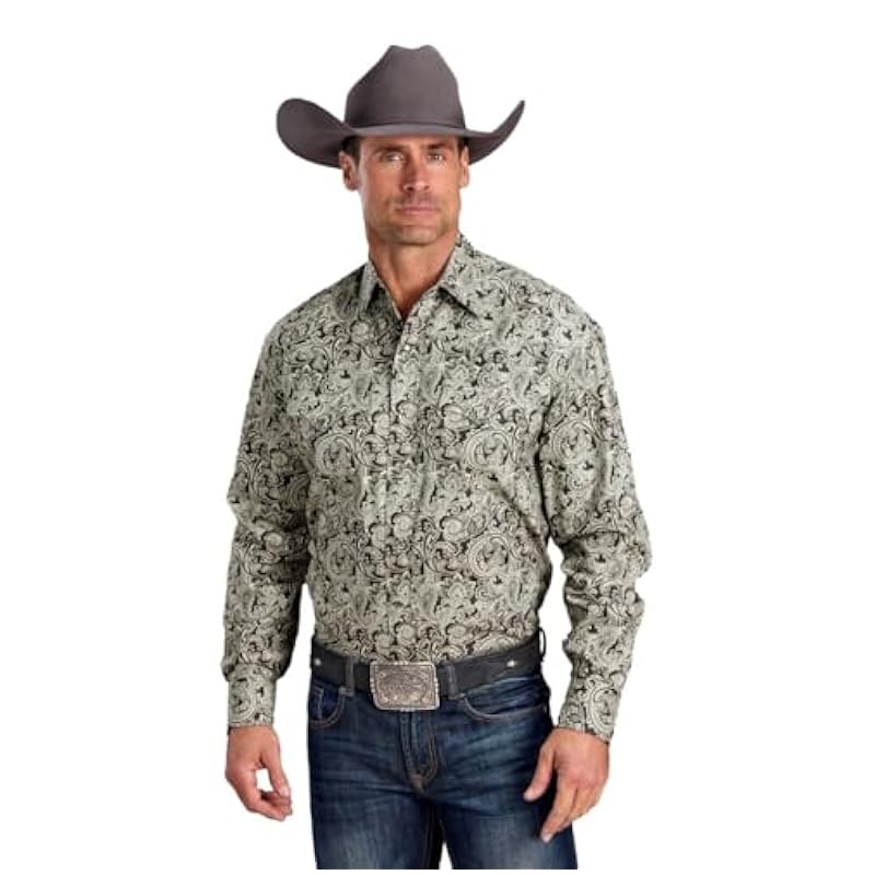 ‎mens Shirts Stetson Stetson Paisley Print Grey - Mens Shirt