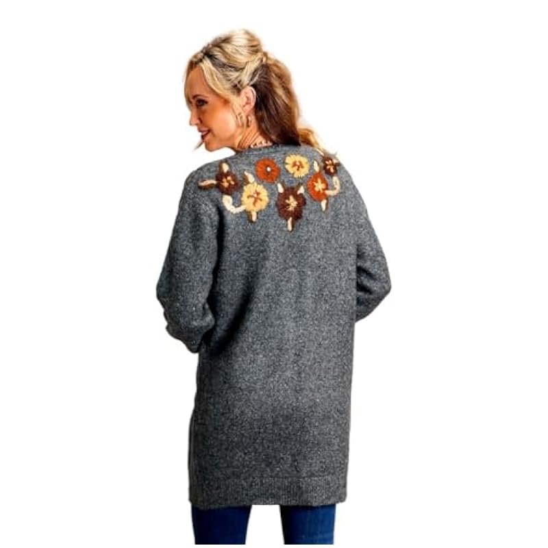 Stetson Western Sweater Womens Floral S Gray 11-027-0539-7062 GY ‎womens Sweaters Stetson