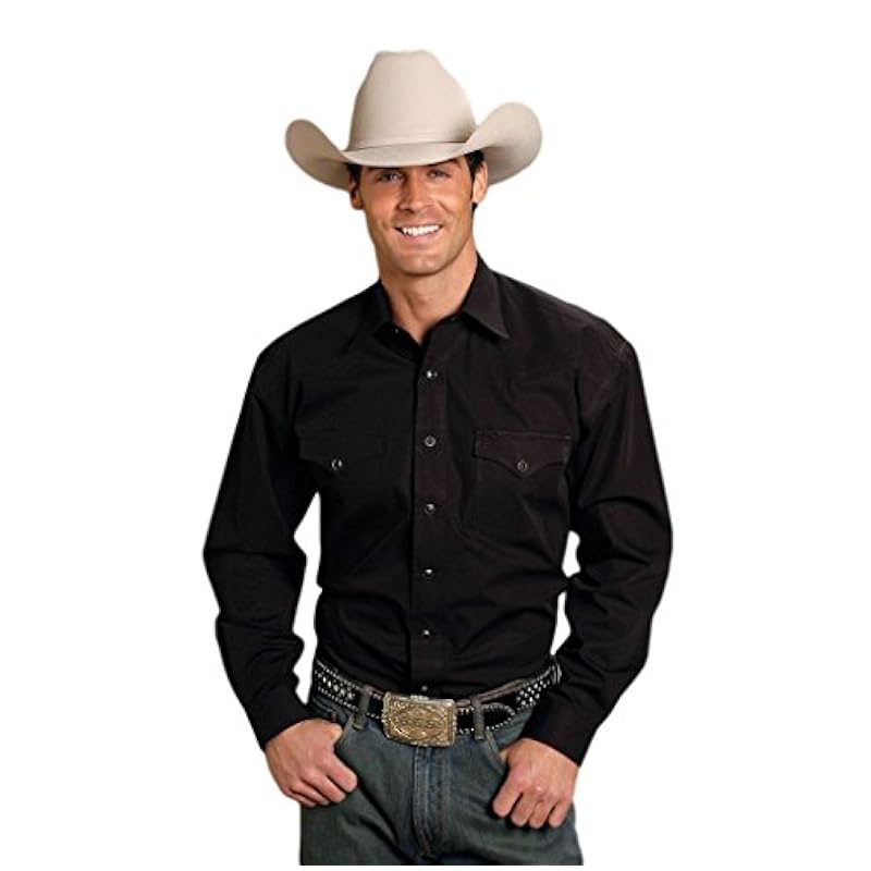 ‎mens Shirts Stetson Stetson Men's Solid Oxford Snap Long Sleeve Western Shirt - 11-001-0465-1027Gr Black
