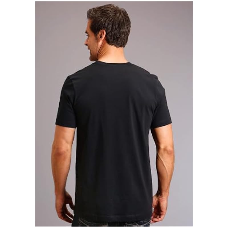 ‎mens Shirts Stetson Stetson Mens Black 100% Cotton Founded Logo S/S T-Shirt M