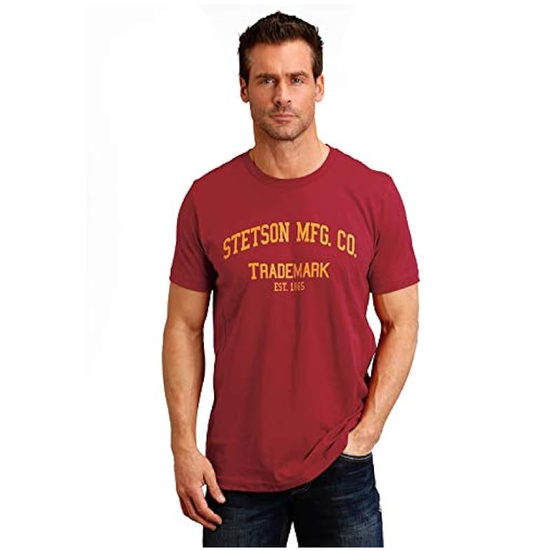 ‎mens Shirts Stetson Stetson Men's T-Shirt Short Sleeve T-Shirt Red