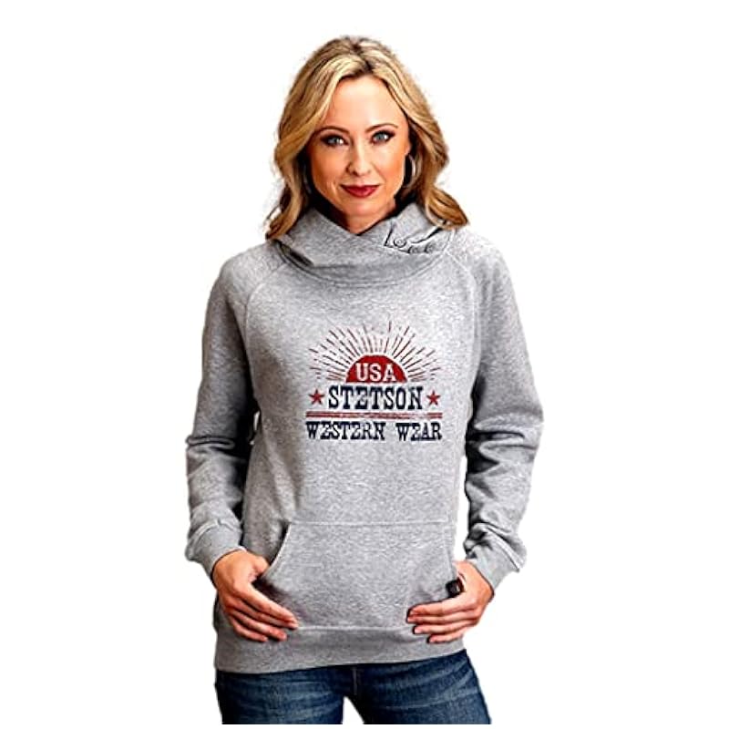 Stetson Active ‎womens Stetson Western Sweatshirt Womens Button L Gray 11-098-0562-8002 GY