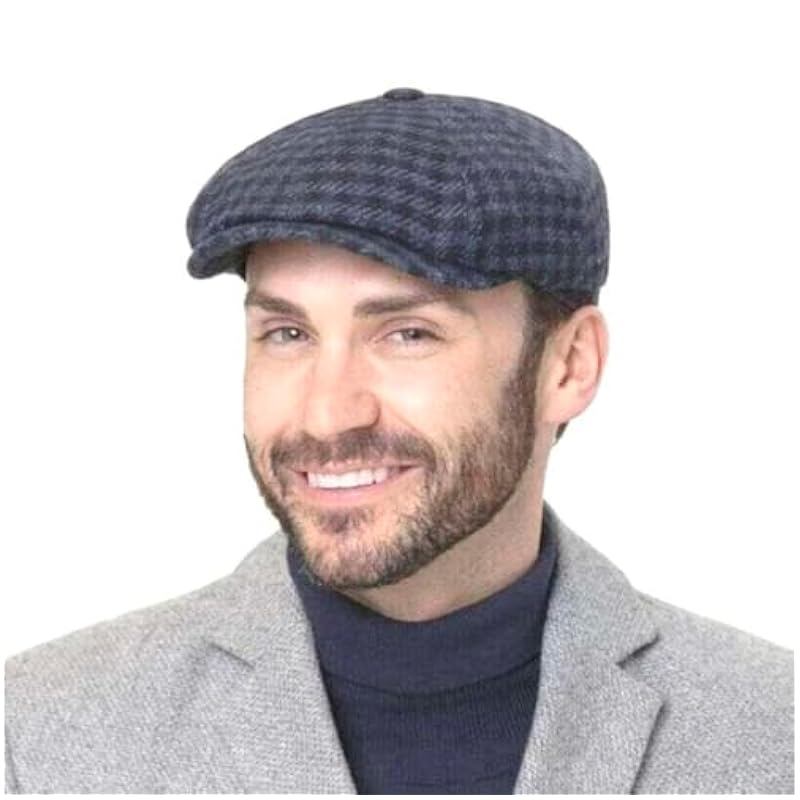 Stetson Stetson Hatteras Arminto Vichy Flat Cap Men - Made in Germany Navy ‎mens Hats & Caps