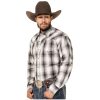 Stetson Shirts ‎mens Stetson Men's Plaid Print Long Sleeve Snap Western Shirt Grey Medium