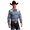 ‎mens Shirts Stetson Stetson 11-001-0425-0652BU Men's Snap Front Aztec Print Shirt (xx-Large)